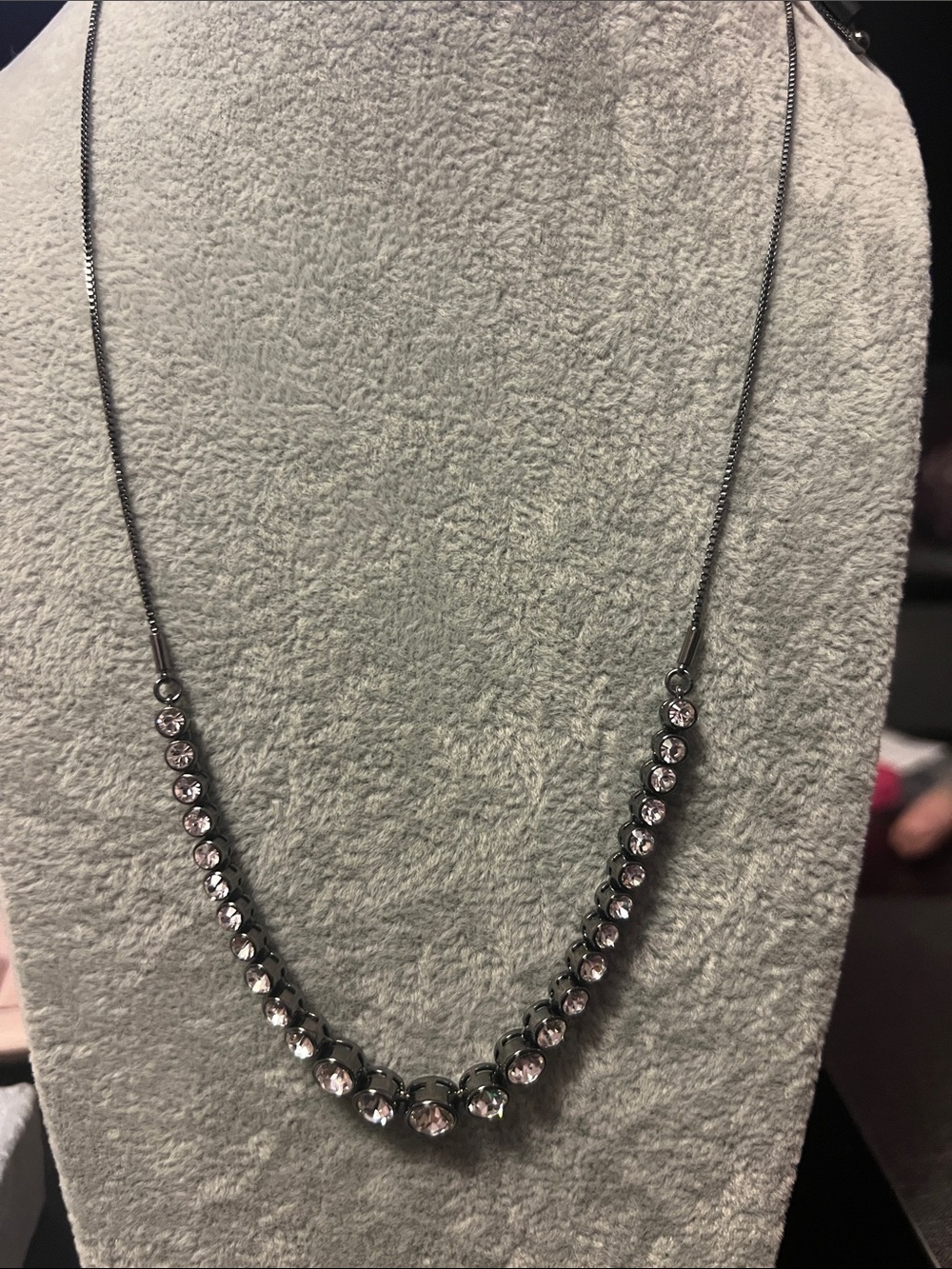 Gunmetal Crystal Station Necklace - Women's Jewelry